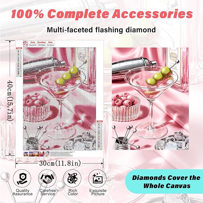 RYMILIE Cocktail Diamond Art Kits for Adults,Fashion Retro Diamond Painting