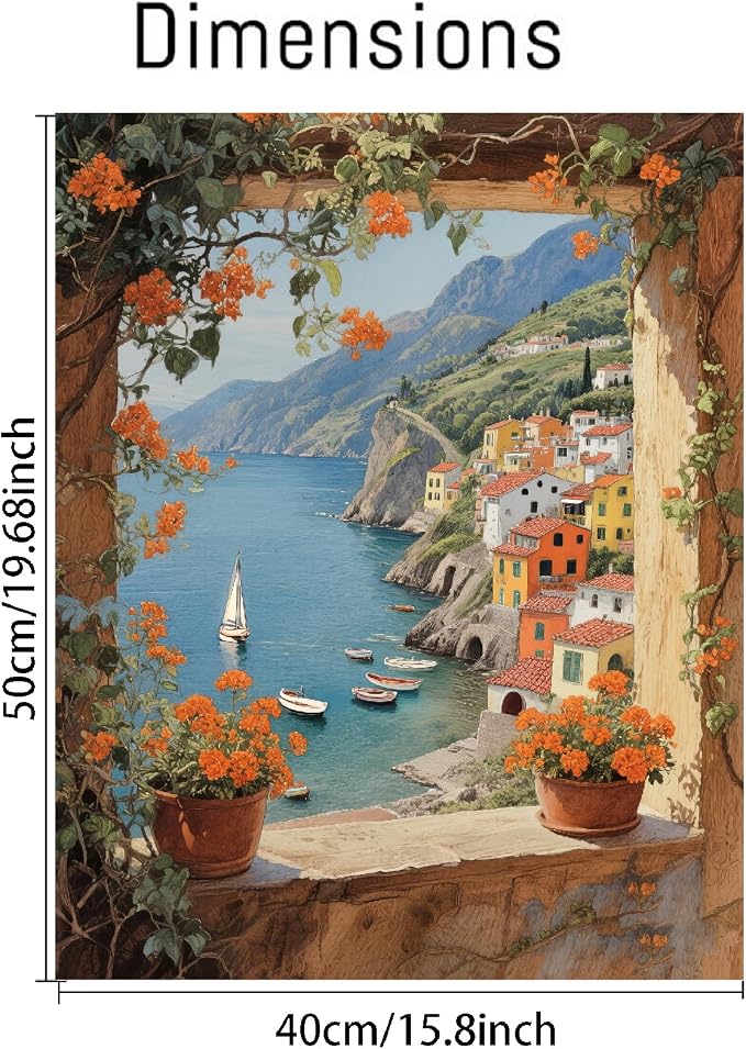 pchmcu Landscape Paint by Numbers Kits for Adults,Seaside Paint by Number for Adults Beginner, Paint by Numbers Kits on Canvas Without Frame for Home Wall Decor 16x20inch
