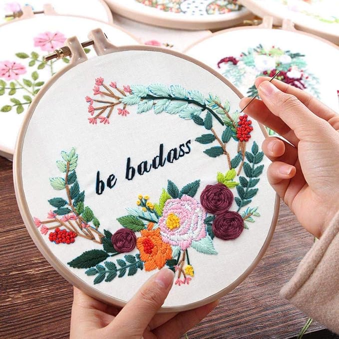 Louise Maelys Inspirational Flower Embroidery Kit for Beginners Handmade | Complete Set with Cross Stitch Kits for Adults to Explore DIY Crafts. Needlepoint Kit for Handmade Gifts