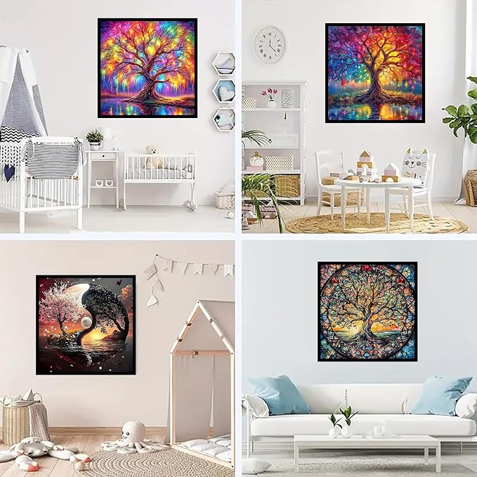 4 Pack Diamond Art Kits for Adults, Tree of Life Diamond Painting Kits