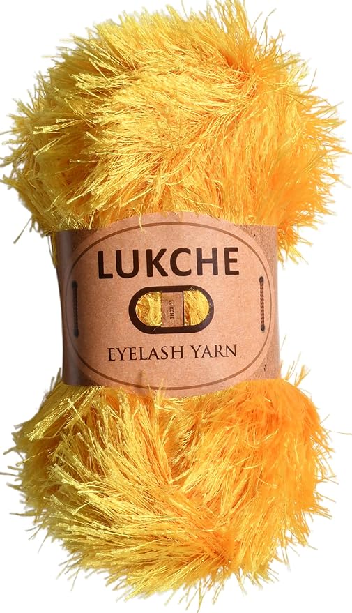 Eyelash Fun Fur Yarn Premium 100% Polyester 164 Yds (150 Mt), 3.53 Oz (100 Gr) Colorful Crochet Yarn Dıy Hand Knitting. (Yellow, 1 Skein)
