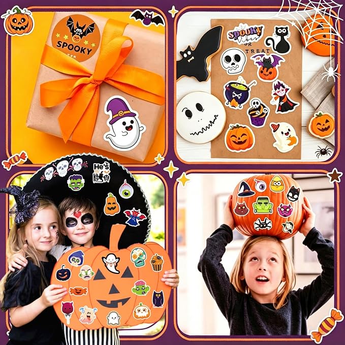 300PCS Halloween Stickers Bulk for Kids Teens Adults, Vinyl Waterproof Decorating Stickers for Halloween Water Bottle Games Treats Crafts Party Favors Supplies Gifts (No Duplicates)