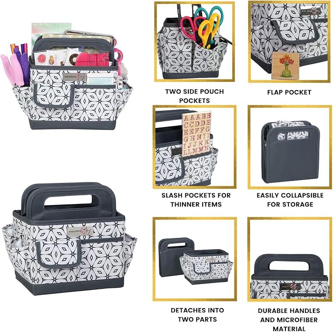 Everything Mary Desktop Organiser Grey/Cream Geometric EVM12830-3