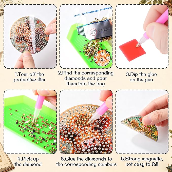 Zonon 12 Pcs Highland Cow Diamond Art Magnets, Diamond Painting | Easy DIY Kits for Adults, Magnetic Animal Stickers for Fridge, Stress Relief Craft Activity, Home Decoration Accessories