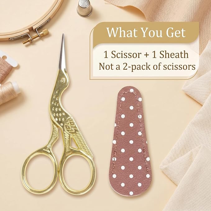 BIHRTC 3.6inch Little Embroidery Scissors Sharp Stainless Steel Tip Sewing | Cross Stitch Scissors for Office Home Manual Sewing Handicraft DIY Tool Art Work Needlepoint Crochet Vintage Detail Shears