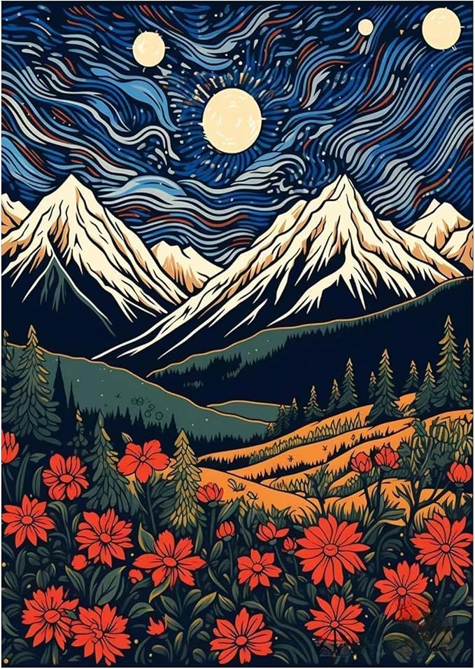 DOTSOPS Landscape Diamond Art Painting Kits DIY Paint by Diamonds | Round Full Drill for Adults,Beginner Home Wall Decoration Gift 11.8 x 15.7 Inches