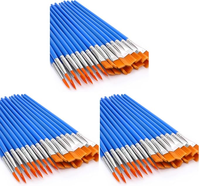 UPINS 30 Pcs Paint Brushes, Small Brush Bulk for Detail Painting (Pack of 3)