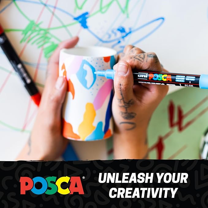POSCA® PC-5M Paint Markers, Medium (1.8-2.5mm), Assorted, 36 Pack & Caddy