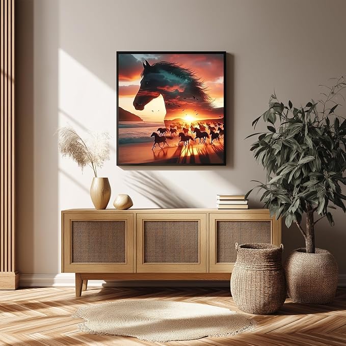 Horse Paint by Numbers Kit for Adults, 16x16 inch | DIY Painting Kits Crafts for Adults, Relieve Stress, Gift, Home Wall Decor