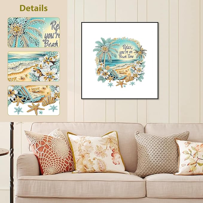 Beach Diamond Art Kits for Adults Special Shape Diamond Painting