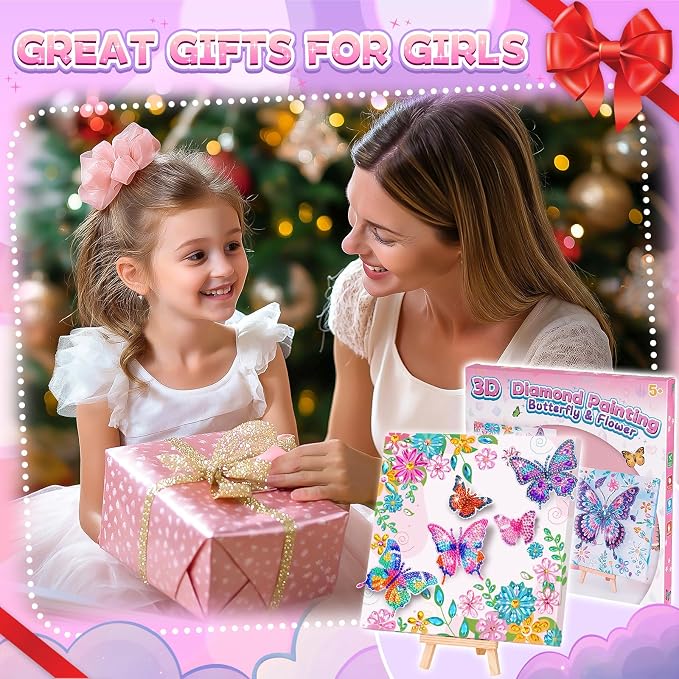 Arts and Crafts for Kid Age 8-12, Diamond Art Butterfly Girl Birthday Gift
