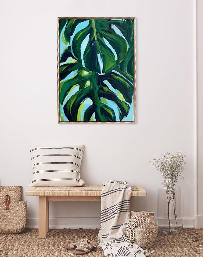 Kate and Laurel Sylvie Blank Framed Canvas Wall Art, 28x38 Gold Beaded, Vintage Modern Empty Canvas for Paint-Your-Own Art, Ready to Paint Premium Canvas Already Framed