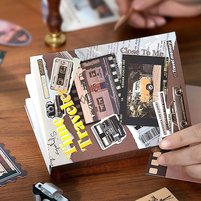 Travel Scrapbooking Supplies Kit, A6 Notebook, Vintage Junk Journaling Kit