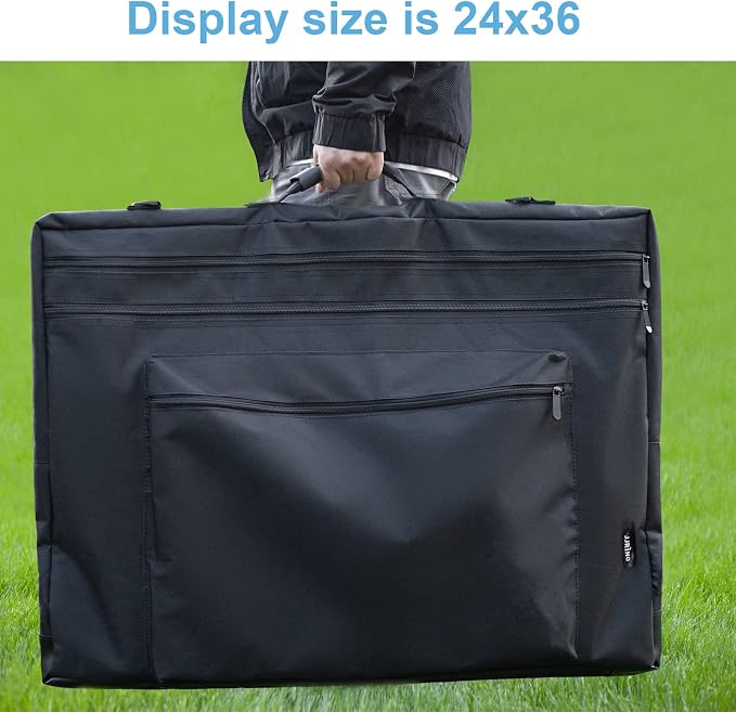JJRING 24x36 Art Portfolio Tote Bag With Shoulder Strap, Black