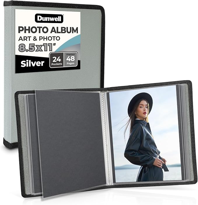 Dunwell Art Portfolio 8.5x11, 24 Pockets, Displays 48 Pages, Silver