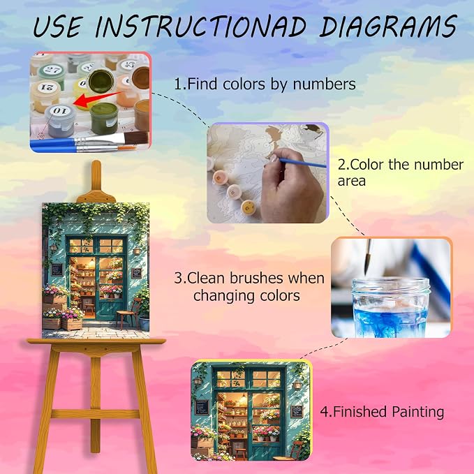Ycydilirab Flower Store Paint by Numbers Kit for Adults - Flower Store Adult Paint by Number Kits,Paint by Number for Adults Wall Art Decor 16×20 Inch