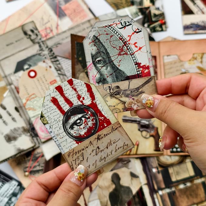 Junk Journal Kit Mystery Detective Ephemera Set for Crafts