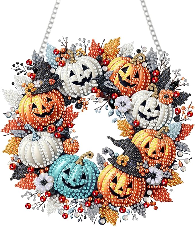 RYMILIE Halloween Diamond Art Kits for Adults Pumpkins 8x8inch