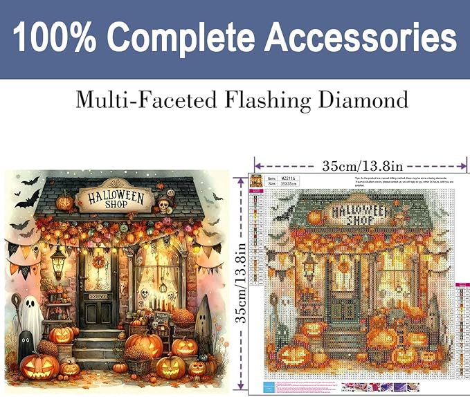 ijbnhd Halloween Shop Diamond Art Kits for Adults 14x14in