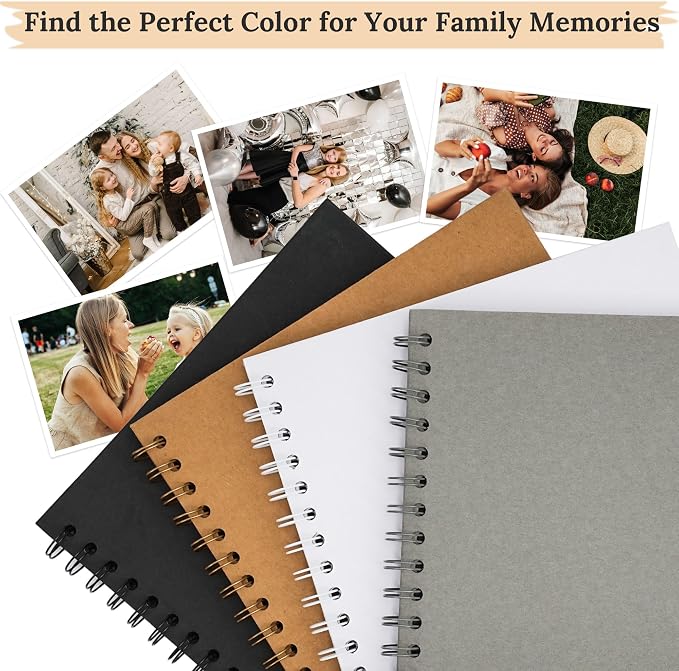 Scrapbook Photo Album 7"x7" 20 Sheets 40 Pages Hardcover Kraft Paper Khaki