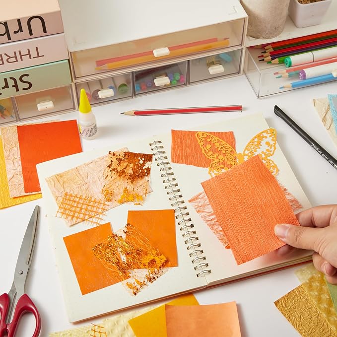 208 Sheets A7 Scrapbook Paper Kit, 12 Colors Mixed Textured Papers