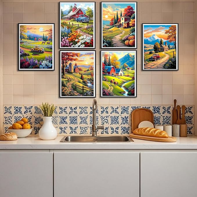 Leatrice 6 Pcs Landscape Diamond Painting Kits for Adults Diamond Art Kits