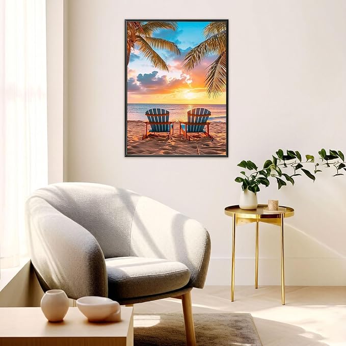 Amaieuin 2 Pack Beach Diamond Art for Adults Beginners 12x16in