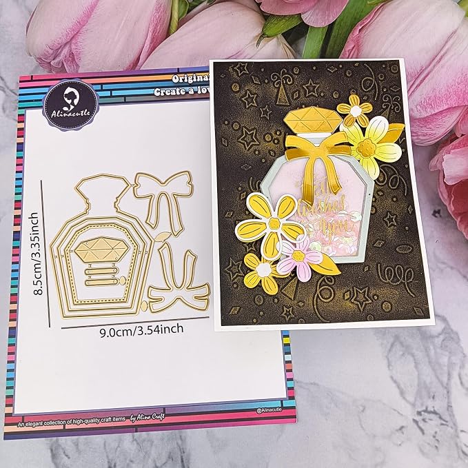 Alinacutle Metal Cutting Die Cut Golden Cut Dies for Gift Packing Paper Craft Handmade Card Making DIY Greeting Cards Scrapbooking and Album Holiday Gifts Decor (Perfume Bottle)