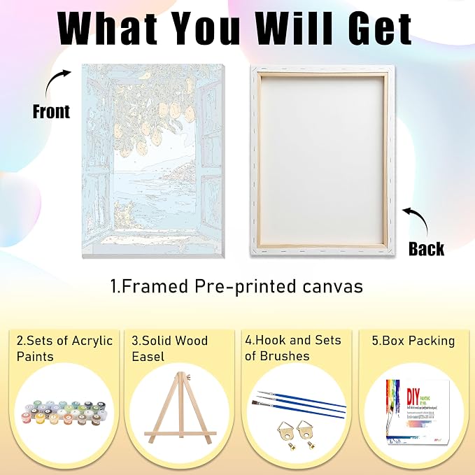 Ausanrl Lemon Framed Paint by Numbers Kit for Adults Wooden Easel 12x16inch | Paint by Numbers Kit for Adults Lemon Theme,Adult Paint by Number Kits on Canvas Framed,Gifts and Home Wall Decor