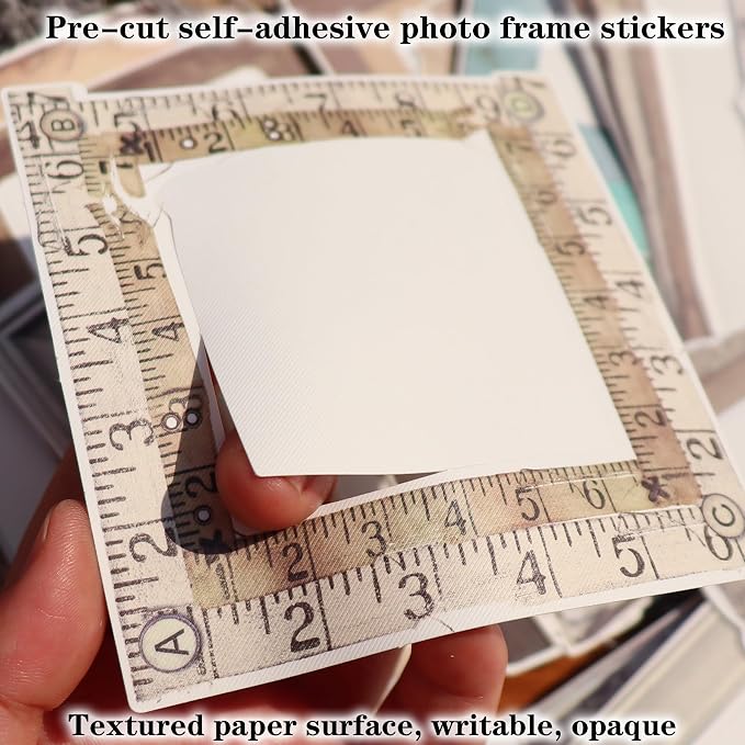 CATaireen Vintage Junk Journal Ephemera Scrapbooking Supplies Translucent Vellum Paper Stickers Card Making Decal Art Aesthetic for Adults (Ephemera Frame)
