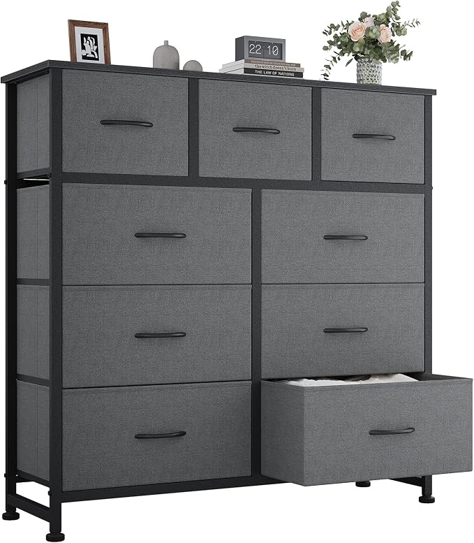 OLIXIS 9 Drawer Fabric Dresser for Bedroom, Closet Organizer Storage Tower