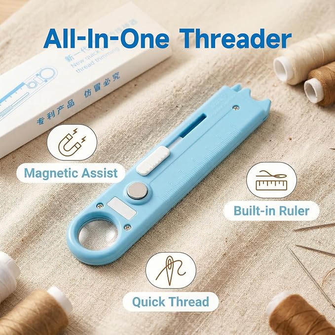 Sewing Machine Automatic Needle Threader with Seam Ripper Ruler Scale