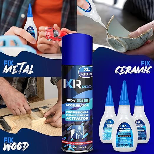 CA Glue with Activator 18x Thin Medium Thick Glue Kit 6X 16.9oz Accelerator