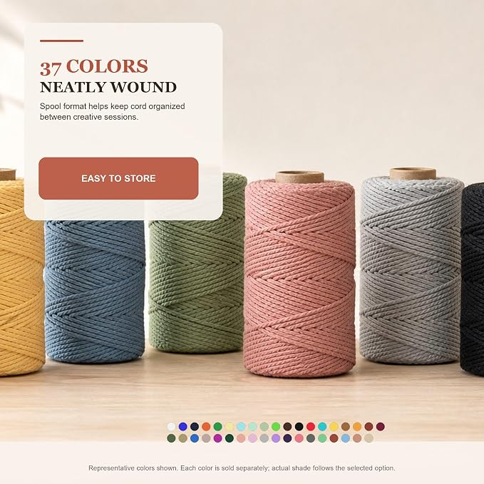 Macrame Cord 2mm x 220Yards (656Feet), Natural Cotton Macrame Rope - 2 Strands Twisted Macrame Cotton Cord for Wall Hanging, Plant Hangers, Crafts, Gift Wrapping and Wedding Decorations, Brick Red