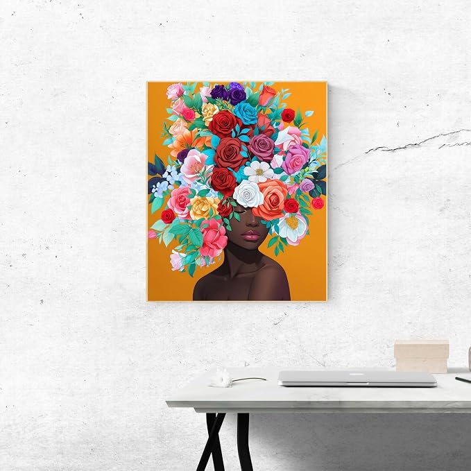 ldazao Paint By Numbers Kit for Adults Flower Color Adult Paint By Number Kits Girl Paint and Sip Kit Canvas Oil Painting Kit DIY Crafts for Women Gift 16x20 Inch Flameless