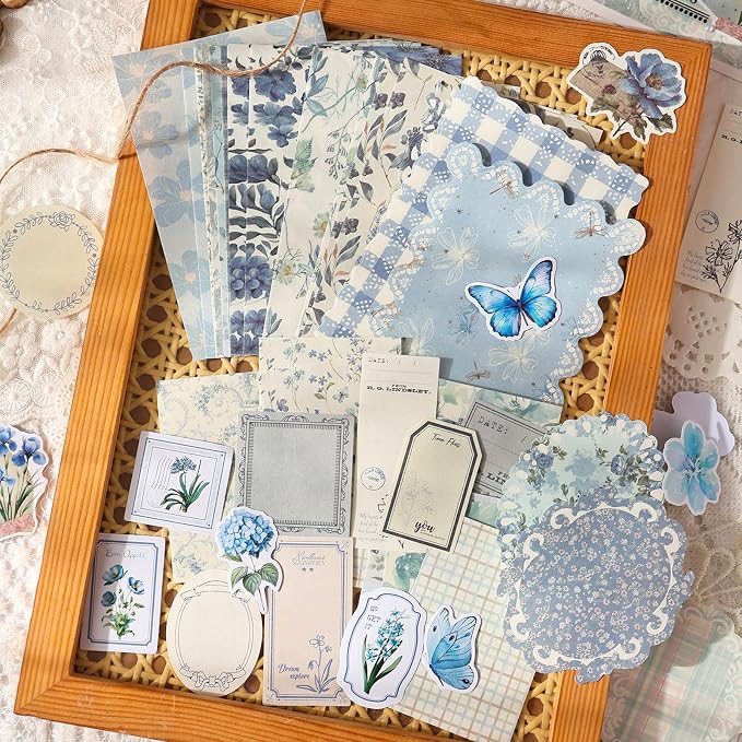 400 Pcs Floral Scrapbook Paper & Stickers, 4 Packs Scrapbook Supplies Kit, Junk Journal Scrapbooking Paper for Journaling, Scrapbooking Embellishments, Planner, Card Making