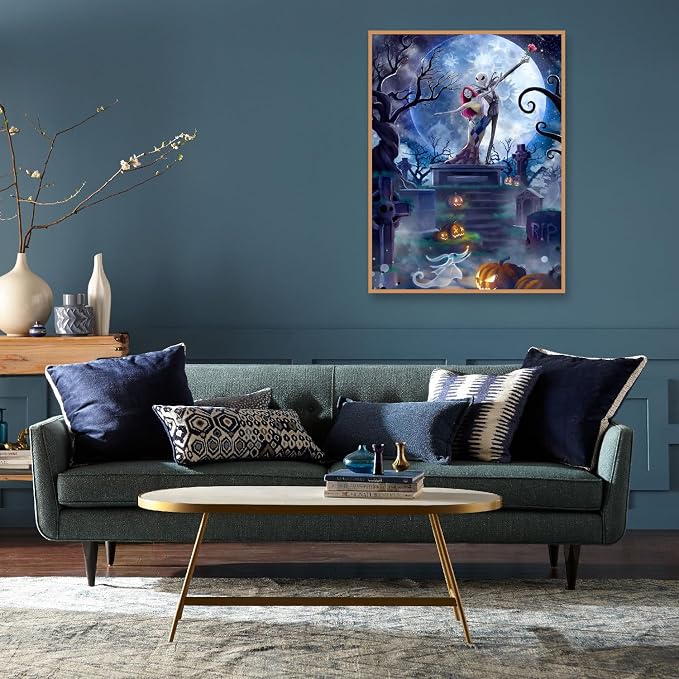 MIRCVSH Halloween Paint by Numbers for Adults with Framed Canvas-with Wooden Easel,Paint by Number on Canvas,DIY Acrylic Oil Painting Kits with Brushes Nice Gift Box for Home Wall Decor(12x16 Inch)