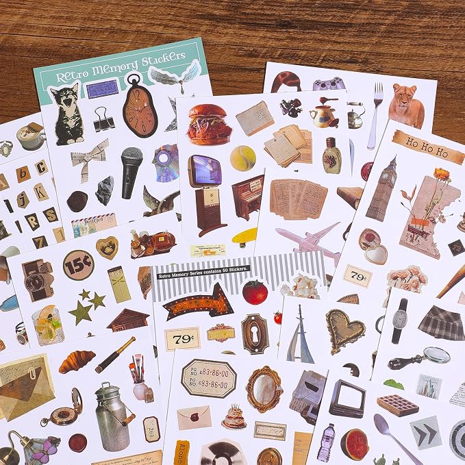 1000Pcs+ Vintage Sticker Book, Retro Antique Old Fashion Aesthetic Decorative Stickers for Journal Scrapbook Craft Supplies for Adults Teens Girls