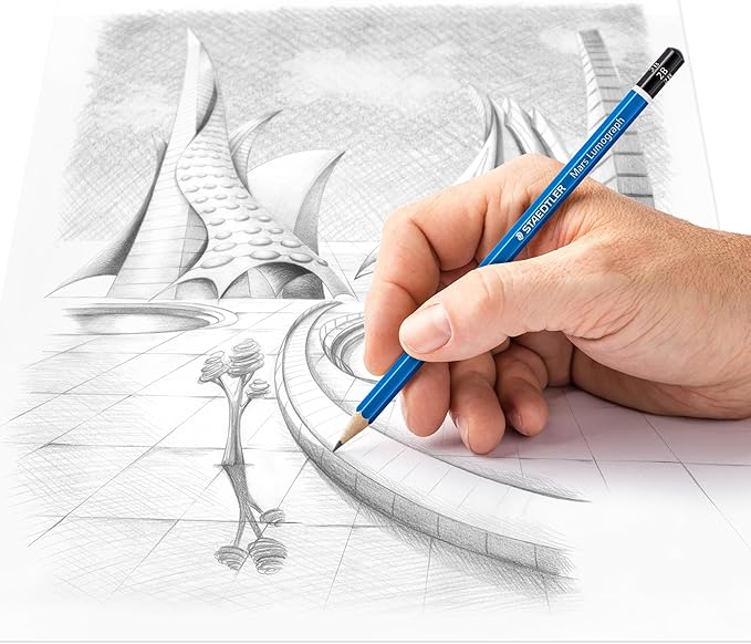 STAEDTLER Mars Lumograph 13pc Drawing Pencils & Eraser Set: 12 Hardness Grades 8B-2H, Mars Plastic Eraser, Pre-sharpened, Art Supplies for Drawing, Shading, Drafting & Illustrating, All Skill Levels