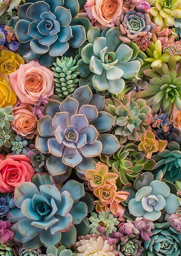 Diamond Art Kits for Adults,Succulent Plants Diamond Paintings Kits | 5D DIY Flower Paint By Diamonds,Full Round Drill Diamond Dot Gem Art Painting Kits,for Home Wall Decor 11.8X15.7 Inch