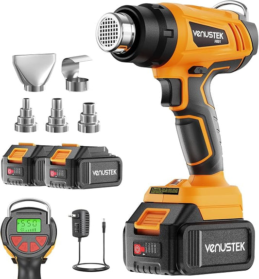 Cordless Heat Gun 122℉–1022℉ for Shrink Tubing Vinyl Wrap
