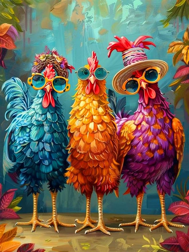ijbnhd Chicken Diamond Art Kits for Adults Diamond Painting Kits 12x16inch