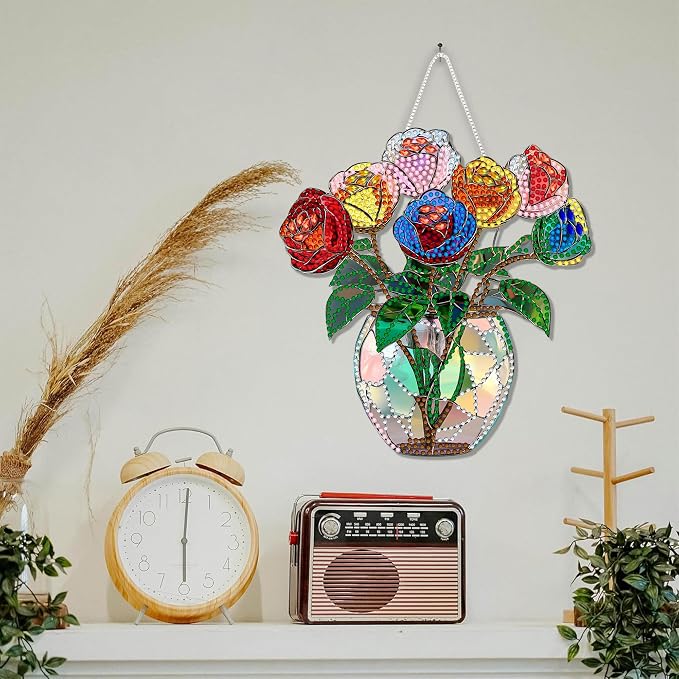 SKRYUIE Flower Hanging Pearl Diamond Art Kits for Adults Suncatcher A11