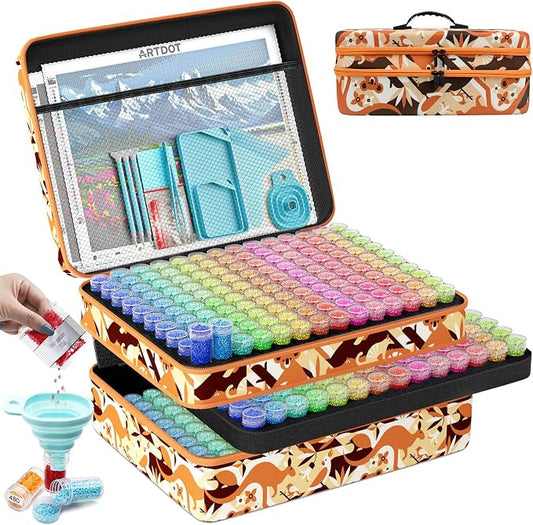 ARTDOT 420 Slots Storage Container for Diamond Art Kits for Adults,Portable Bead Storage Boxes for Diamond Painting Accessories and Tools
