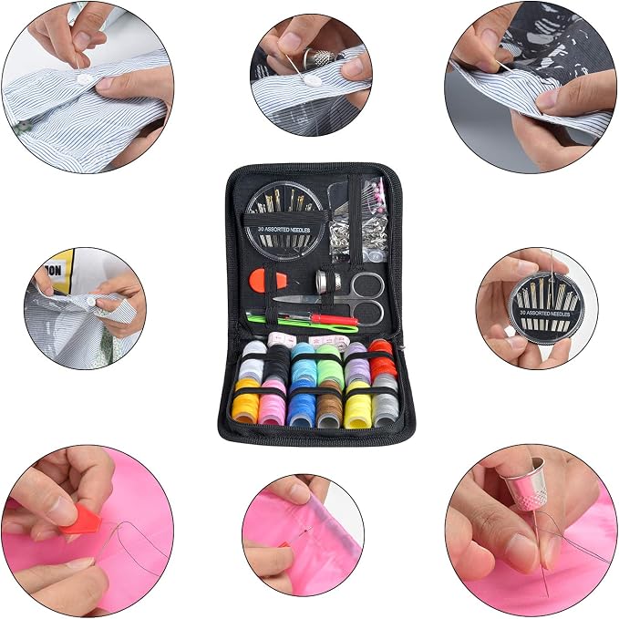 Sewing Kit,Zipper Portable Mini Sewing Kits for Adults,Traveler, Beginner, Emergency,Family Repair,Sewing Supplies with 12 Color Thread,Scissors,Needles,Tape Measure and Other Accessories