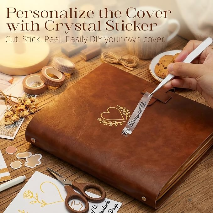 3D Interactive Scrapbook Album, Faux Leather - Dark Brown
