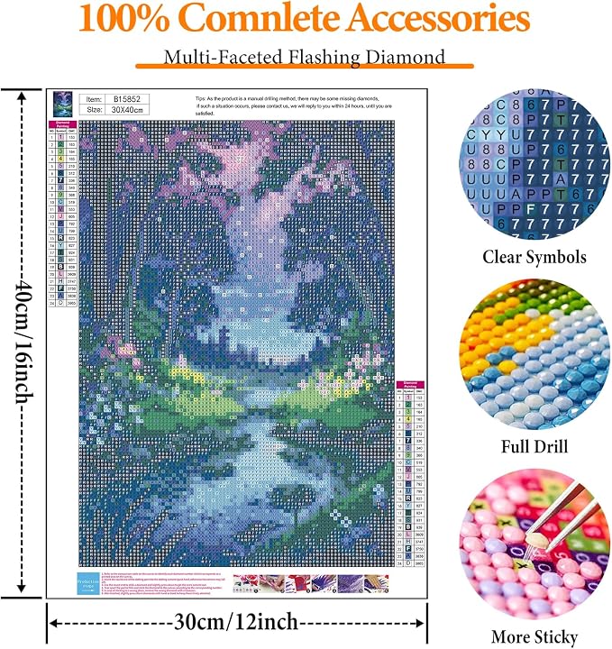 Diamond Art Kits for Adults, Forest DIY 5D Diamond Painting for Beginners | 12x16 Inch, Full Drill Round Dots, Fantasy Landscapes Gem Art Craft Kits, Home Wall Decor, Stress Relief Relaxing Hobby Gift