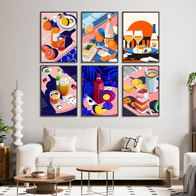 Offito 6 Pack Paint by Numbers Kit for Adults, Party, 10x14 Inch | Acrylic Number Painting Set, DIY Canvas Art Craft Kit, Beginner Friendly, Home Wall Decor, Stress Relief Relaxing Hobby Gift