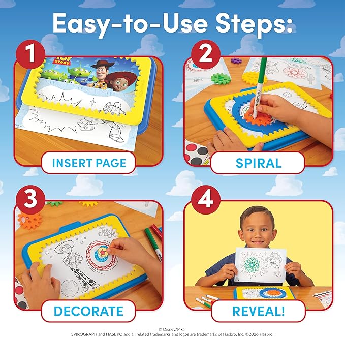 Spirograph Disney Jr. Toddler Arts and Crafts, Drawing Art Kit, Toddler Activities, Drawing Pad, Jumbo Gears, Washable Markers, Unleash Your Child Inner Artist, Ages 3+ | oddler Activities, Drawing Pad, Jumbo Gears, Washable Markers, Art Supplies, Draw...
