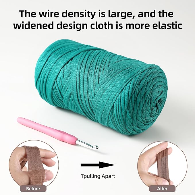 2 Pack T-Shirt Yarn - Together 800g/236 Yards Elastic Fabric Crochet Cloth T-Shirt Yarn, Thick Hand Knitting Yarns for Crocheting Bags/Rugs/Baskets/Craft Project (Modern, 1-Khaki)